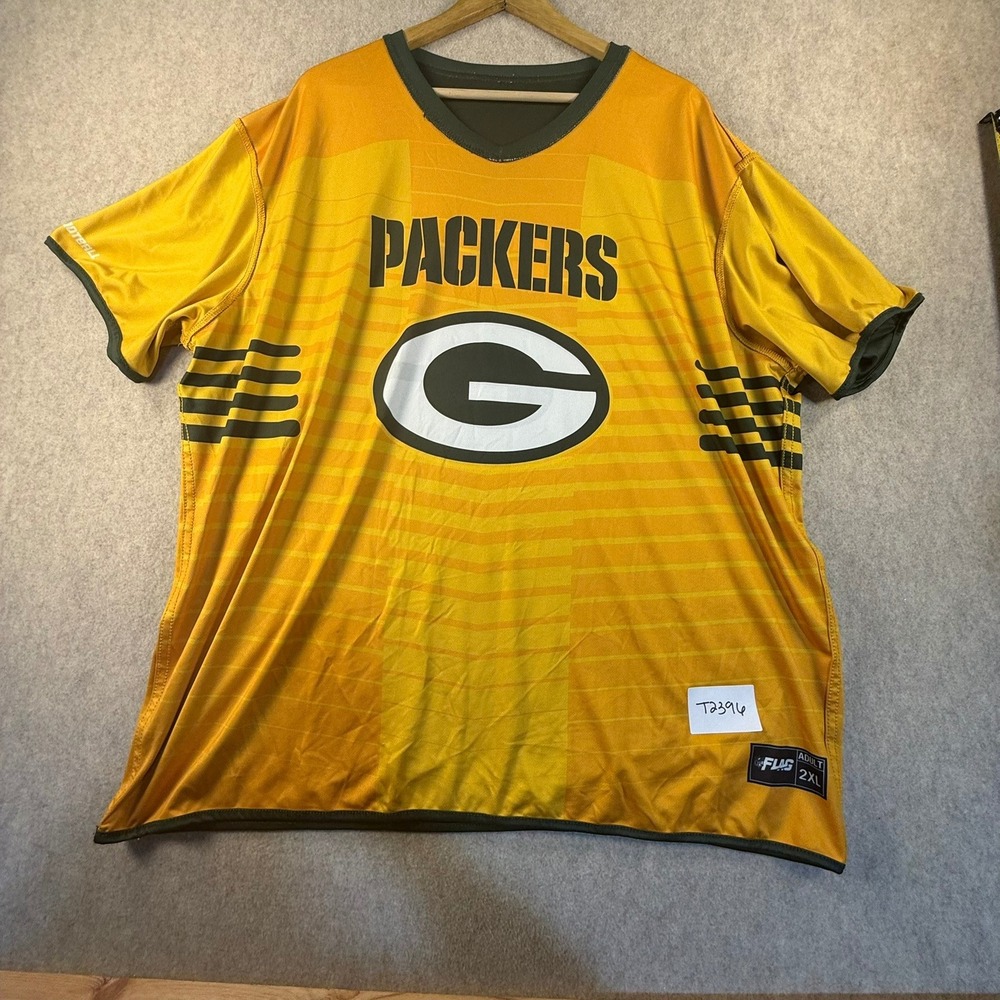 Green Bay Packers NFL Flag Football Reversible Jersey Gold Green Mens 2XL
